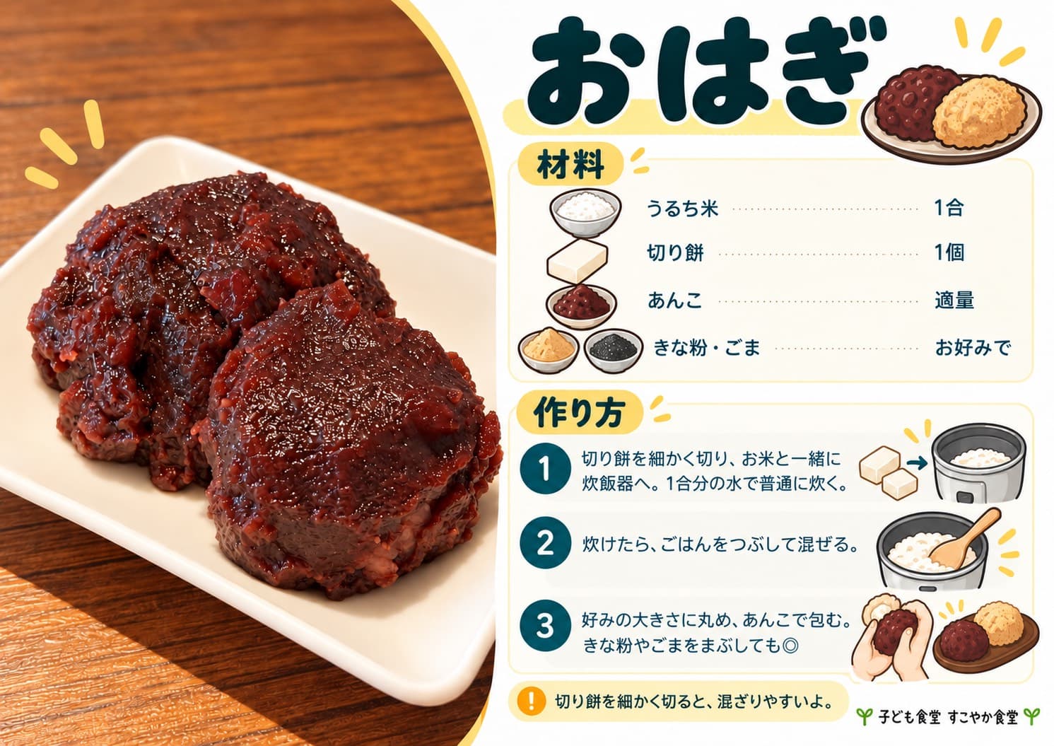 おはぎの材料と作り方をまとめたレシピシート